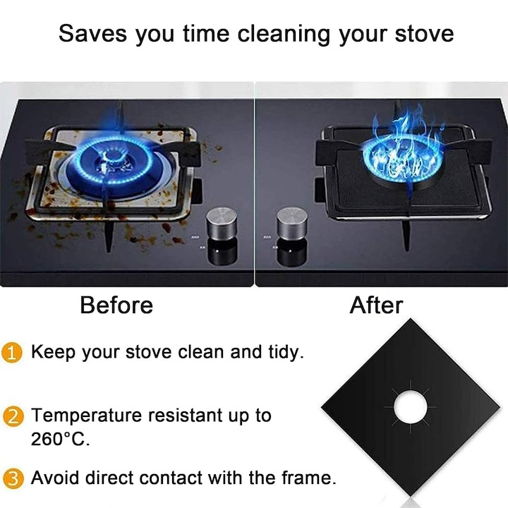 Set 6 folii detasabile de protectie pentru aragaz, din teflon - Negru [3]