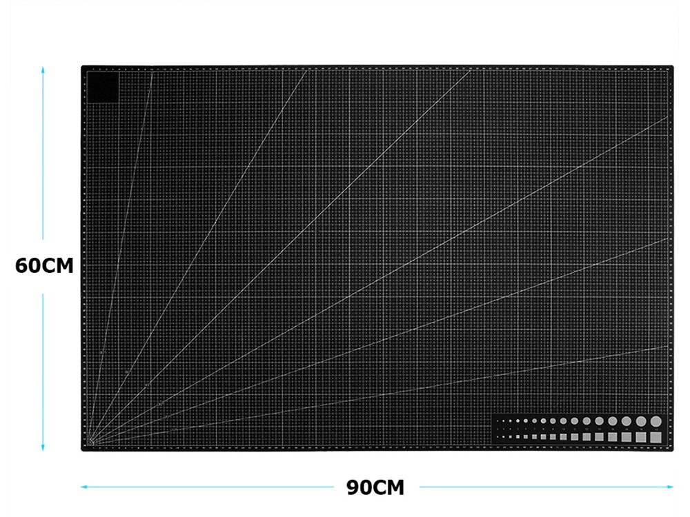 Placa pentru taiere precisa, modelare, fata-verso, cu auto-vindecare A1, 60 x 90 cm, scara clar vizibila, negru [2]