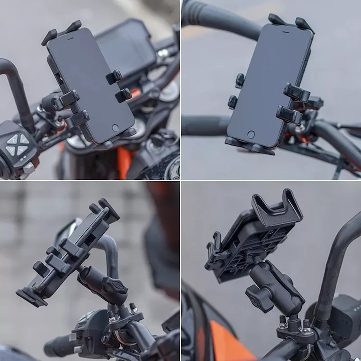 Suport de telefon pentru bicicleta, rotire 360°, negru [2]