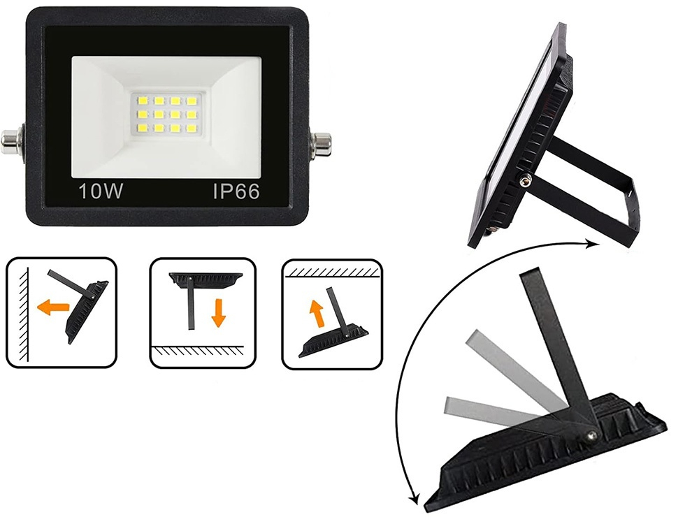 Proiector LED, iluminare exterior, putere 10 W, lumina rece 6000K, protectie IP66, rezistent la intemperii, negru [7]