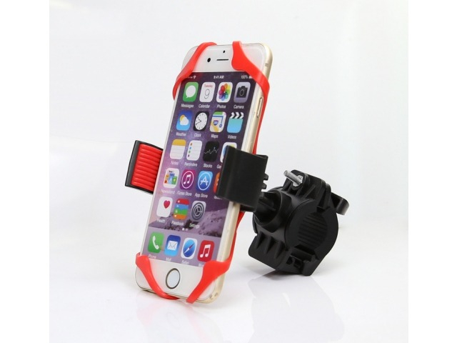 Suport telefon pentru biciclete/motociclete, bretele din silicon, ajustabil, rotire 360°, rosu [10]