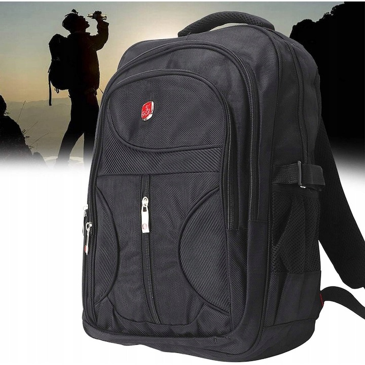 Rucsac multifunctional, pentru scoala, calatorii, laptop, nailon/poliester, durabil, compartimente multiple, 31 x 15 x 45 cm, negru [3]