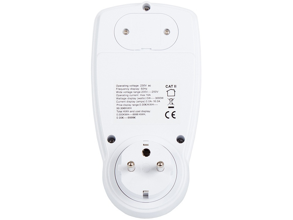 Priza cu contor energie, curent electric, consum, amperaj, tensiune, display LCD, alb [2]