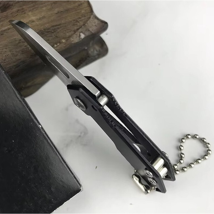 Cutit pliabil, tip breloc, metal, lama 3.5 cm, negru [7]