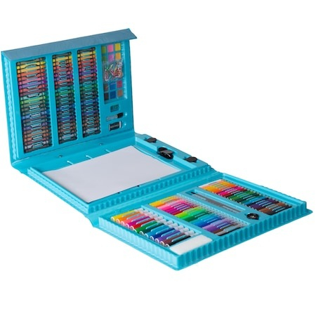 Set,trusa completa pentru copii,desenat,colorat si pictat,208 piese,trusa inclusa - Albastru [2]