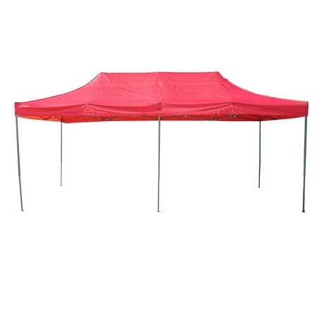 Cort tip pavilion, 3x6 m, fara pereti laterali, pliabil, poliester impermeabil, rosu