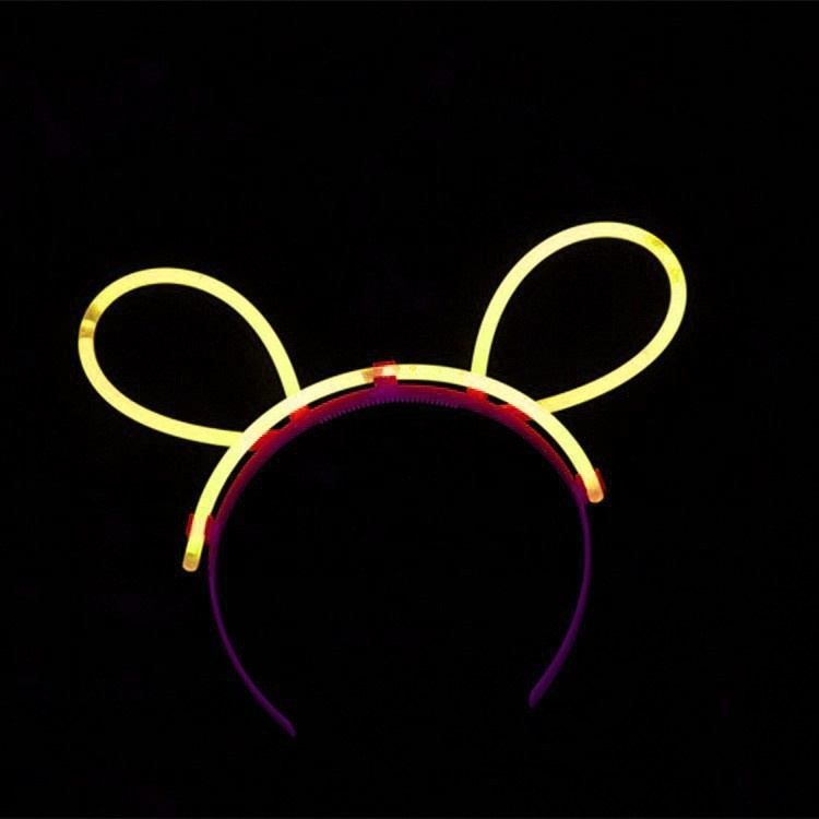 Cordeluta luminoasa, accesoriu fluorescent, model urechi, plastic flexibil, carnaval si festivaluri, galben [5]