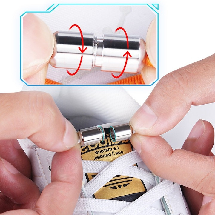 Set 2 capsule metalice pentru inchiderea sireturilor, usor de utilizat, argintiu [3]