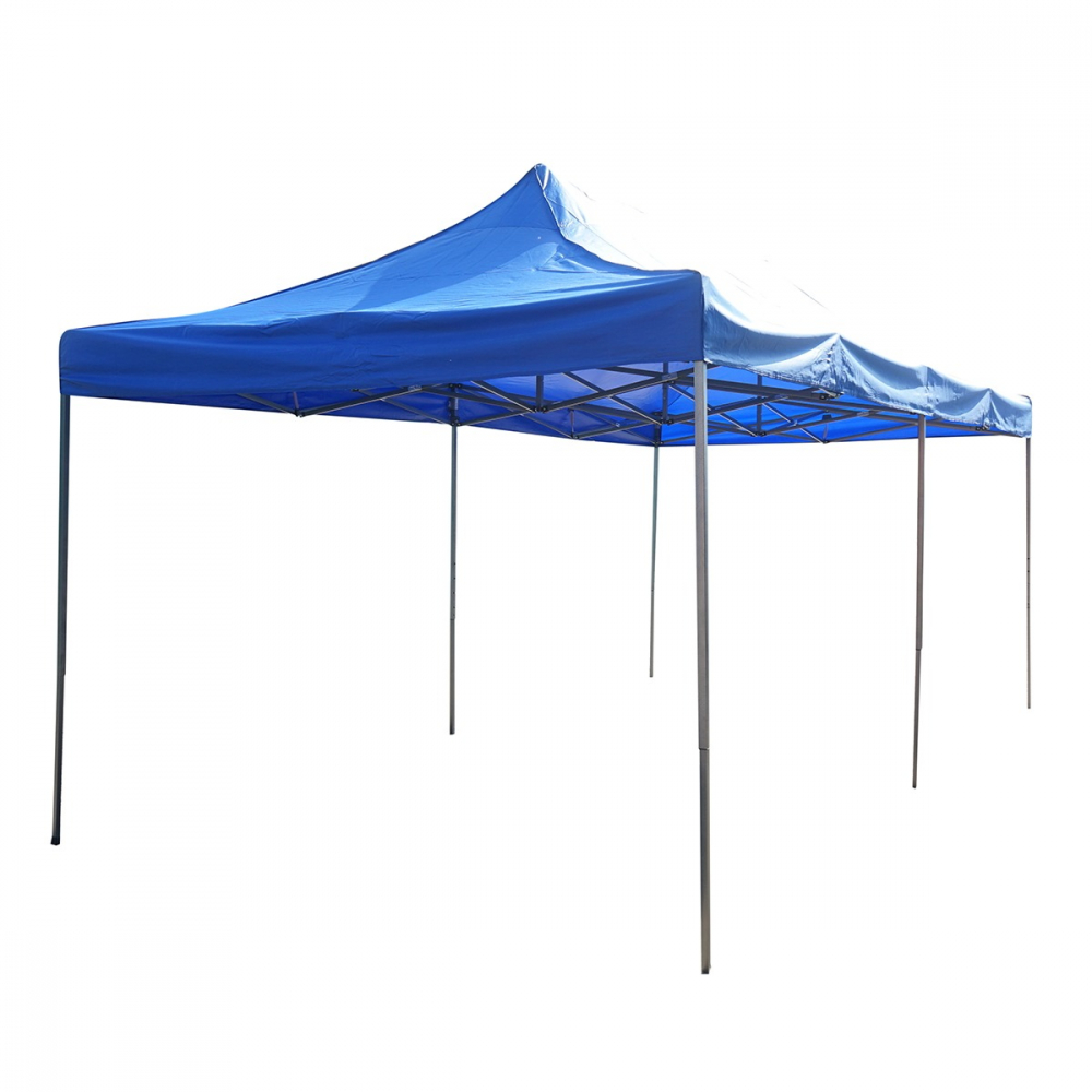 Cort tip pavilion, 3x6 m, fara pereti laterali, pliabil, poliester impermeabil, albastru [7]