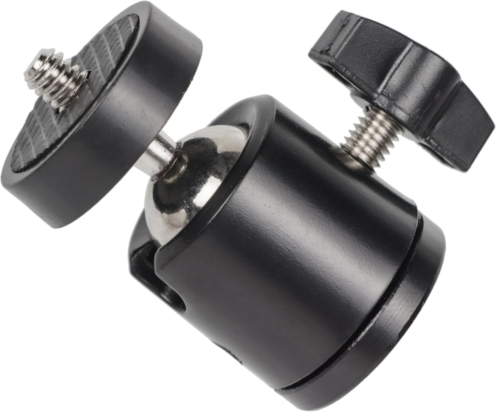 Trepied de masa 8.5 cm cu cap de bila metalic rotativ 360° si suport telefon extensibil 5.5–10 cm, montura 1/4 inch, ABS negru [5]