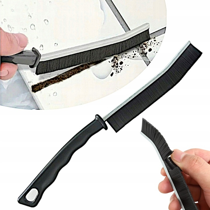 Perie pentru curatare spatii inguste, greu accesibile, maner ergonomic, diverse suprafete, plastic, 23 x 2 cm, negru [9]