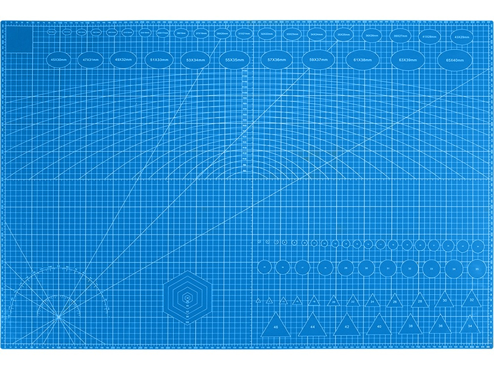 Placa pentru taiere precisa, modelare, fata-verso, cu auto-vindecare A1, 60 x 90 cm, scara clar vizibila, albastru [4]
