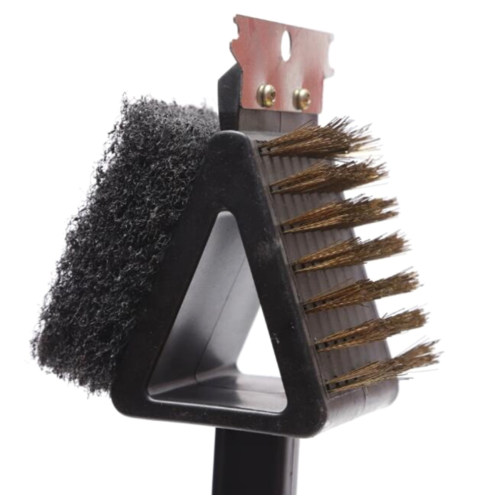 Perie 3 in 1, pentru curatare gratar, tigai, plastic/metal, multifunctionala, 36 x 7 cm, negru [9]