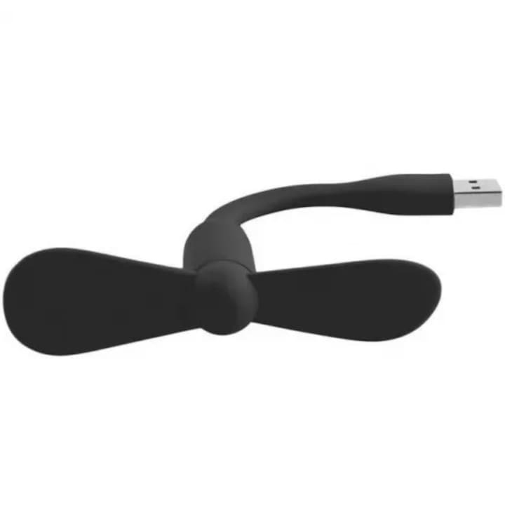 Mini ventilator din silicon, cu alimentare prin USB, portabil, brat flexibil, 14 x 8.5 cm, negru [5]