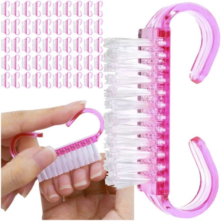 Set 10 perii pentru unghii, 6.5 x 3.2 x 1.5 cm, geanta inclusa, roz [2]