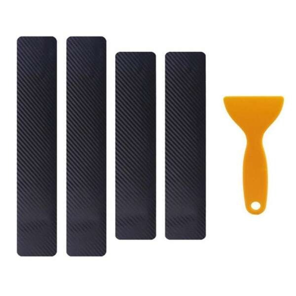 Set 4 benzi de protectie praguri auto, carbon, universal, racleta inclusa, 6.8 x 40/60cm, negru [1]