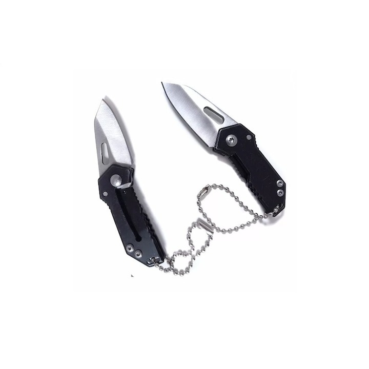 Cutit pliabil, tip breloc, metal, lama 3.5 cm, negru [9]