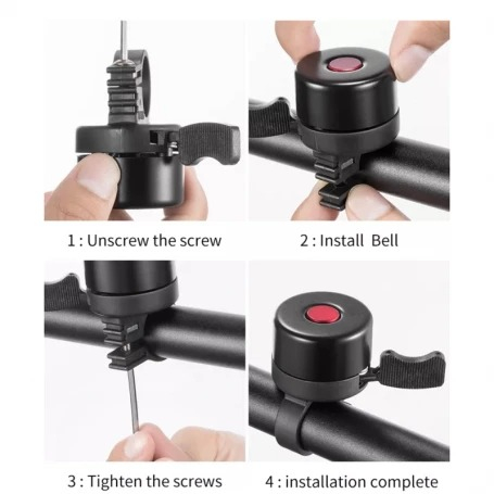 Sonerie pentru bicicleta, 3.7 x 5.4 cm, aliaj de cupru, negru [2]