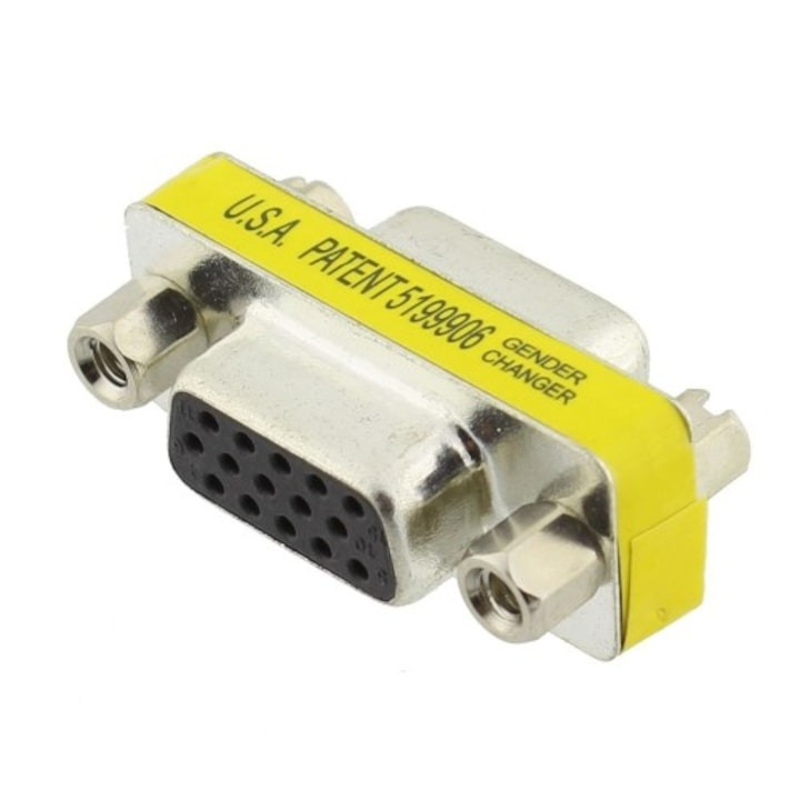 Adaptor VGA mama - VGA mama, 15 pini, galben [2]