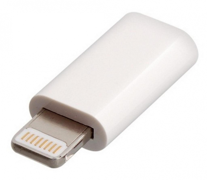 Mini adaptor Micro USB- Iphone, 8 pini - Alb [2]