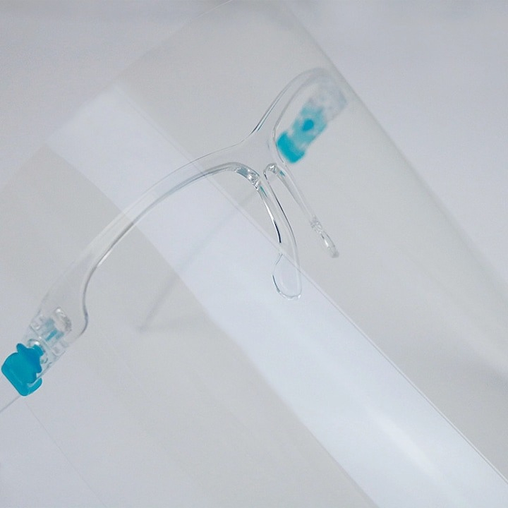 Viziera de protectie, cu rama de ochelari, transparenta, plastic, reutilizabila [10]