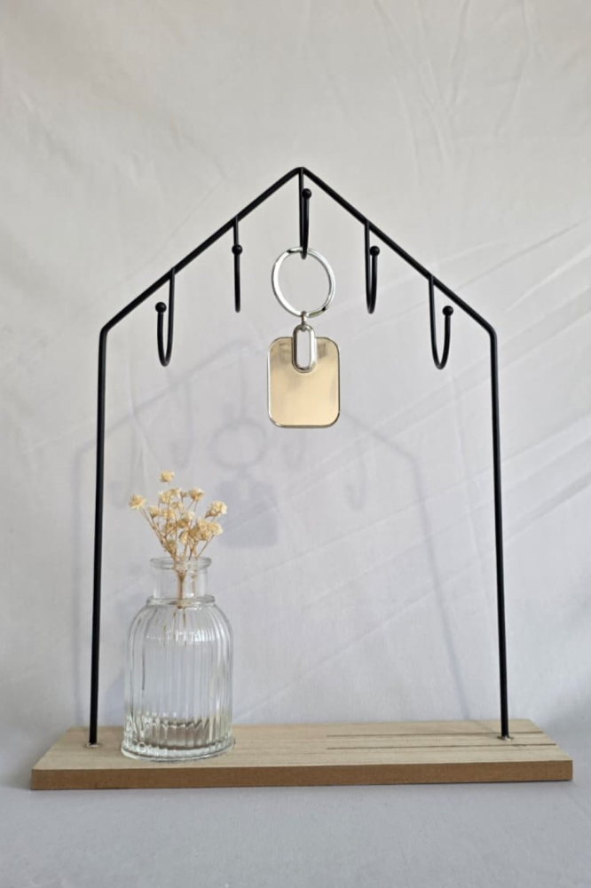 Breloc metalic dreptunghiular argintiu, design elegant, 8.8 x 3.7 x 0.4 cm, cutie inclusa [3]