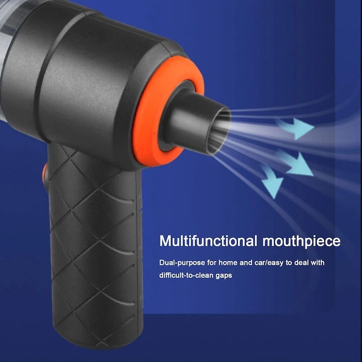 Aspirator auto, portabil, 2 in 1, aspirare si suflare, tip pistol, putere aspirare 5500 Pa, incarcare USB, negru [6]