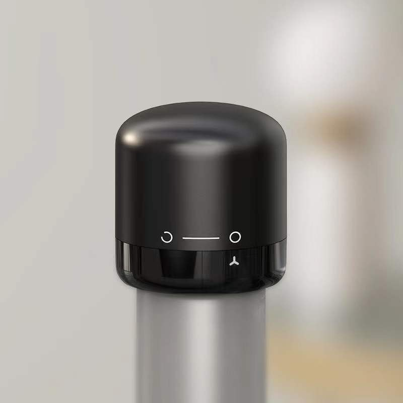 Dop pentru etansare sticla de vin, design rotativ, sistem blocare, silicon, 3.8 x 3.8 cm, reutilizabil, negru [10]