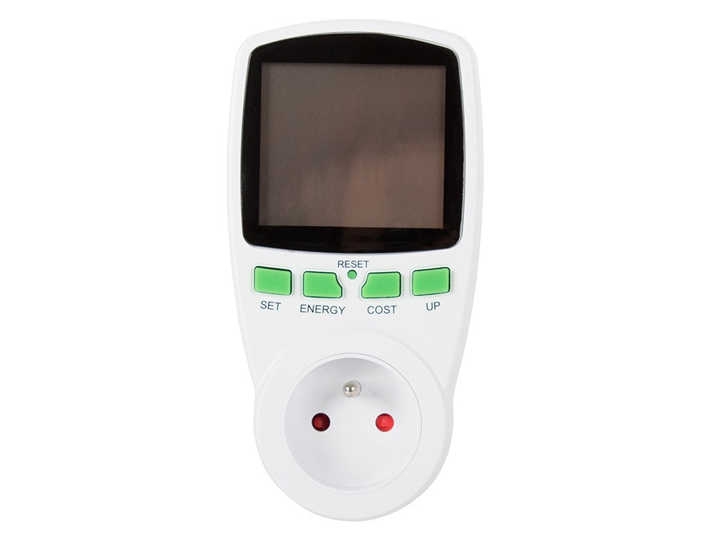 Priza cu contor energie, curent electric, consum, amperaj, tensiune, display LCD, alb [7]