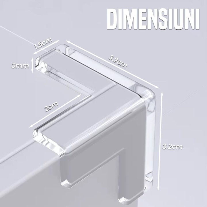 Set protectii pentru colturi din silicon, pentru mobila, masa, dulap, birou, pat, protectie pentru copii, lipire cu adeziv, impermeabile, 3mm grosime, 3.2x3.2 cm, transparente [5]