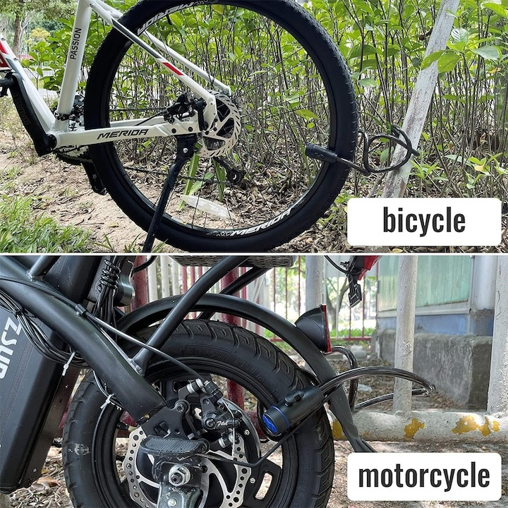 Antifurt pentru bicicleta, cu 2 chei, lungime cablu 90 cm, otel, negru [4]