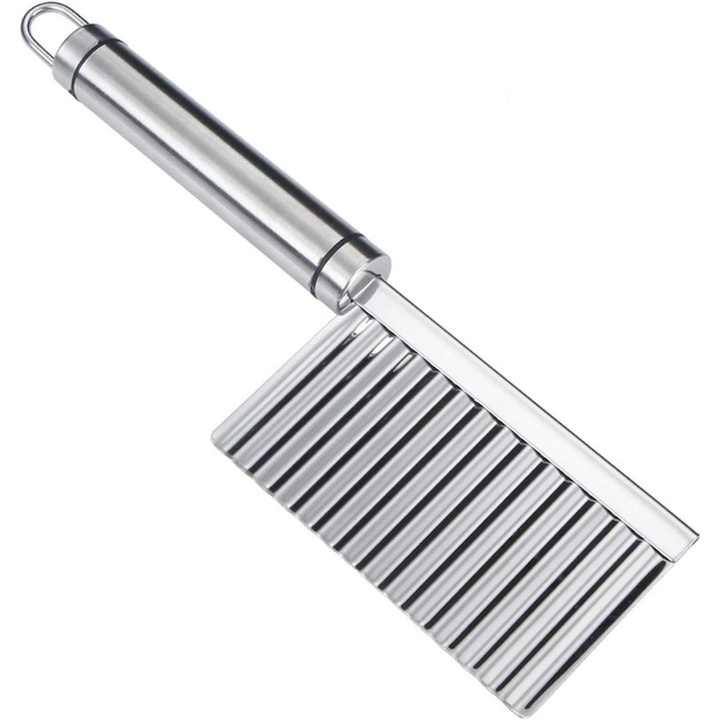 Cutit zimtat pentru cartofi, legume, otel inoxidabil, maner plastic, 22.5 x 6 cm, argintiu [17]