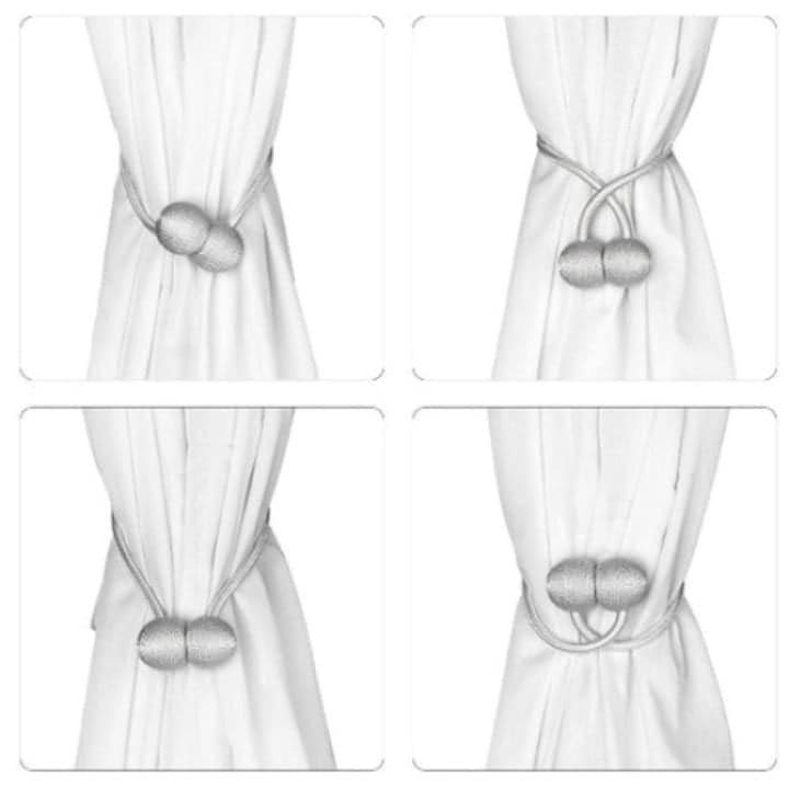 Magnet decorativ pentru perdele si draperii, tip snur, poliester, 44 cm, gri [2]