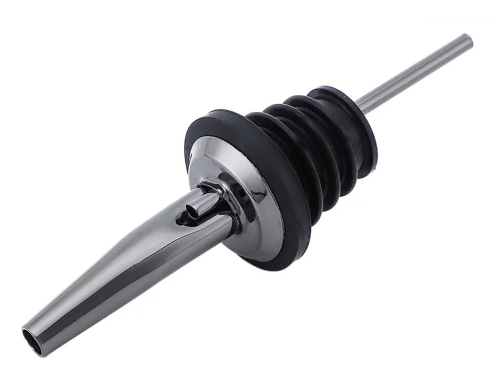 Dop cu picurator pentru bauturi, otel inoxidabil, 10.8 x 2.9 cm, negru