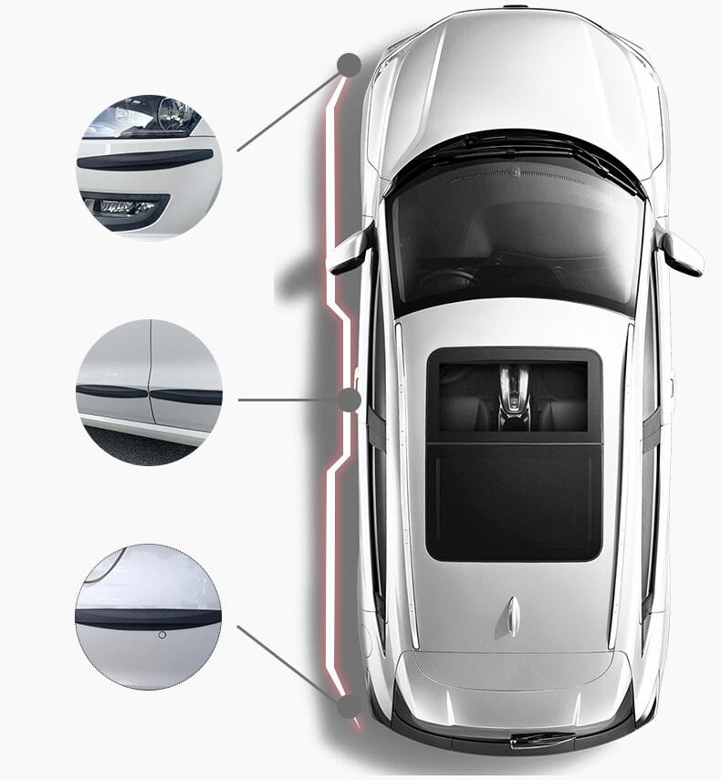 Set 2 benzi pentru protectie bara auto, cauciuc/plastic, impotriva zgarieturilor, autoadezive, universale, 40 x 5.2 cm, negru [10]