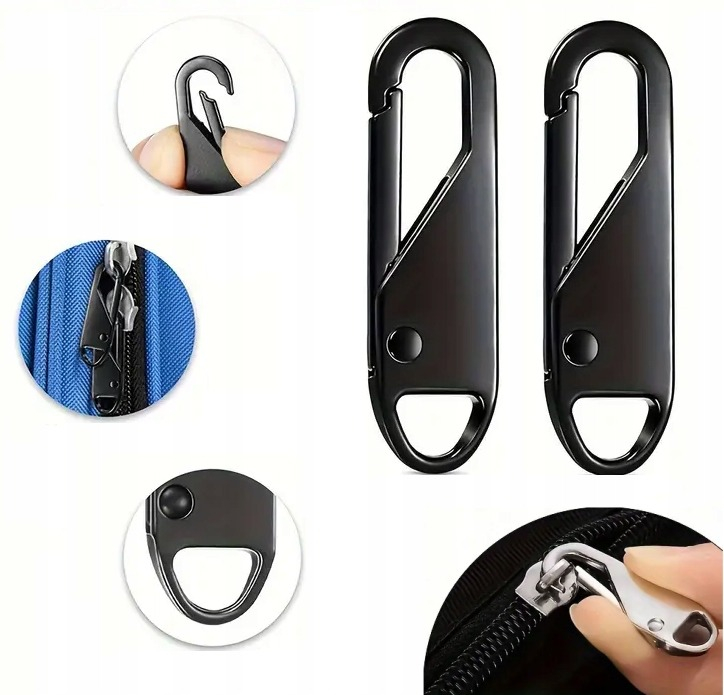 Set 4 cheite metalice pentru fermoar, accesorii universale pentru reparatie valize, haine, rucsacuri, jachete si corturi, negru [3]