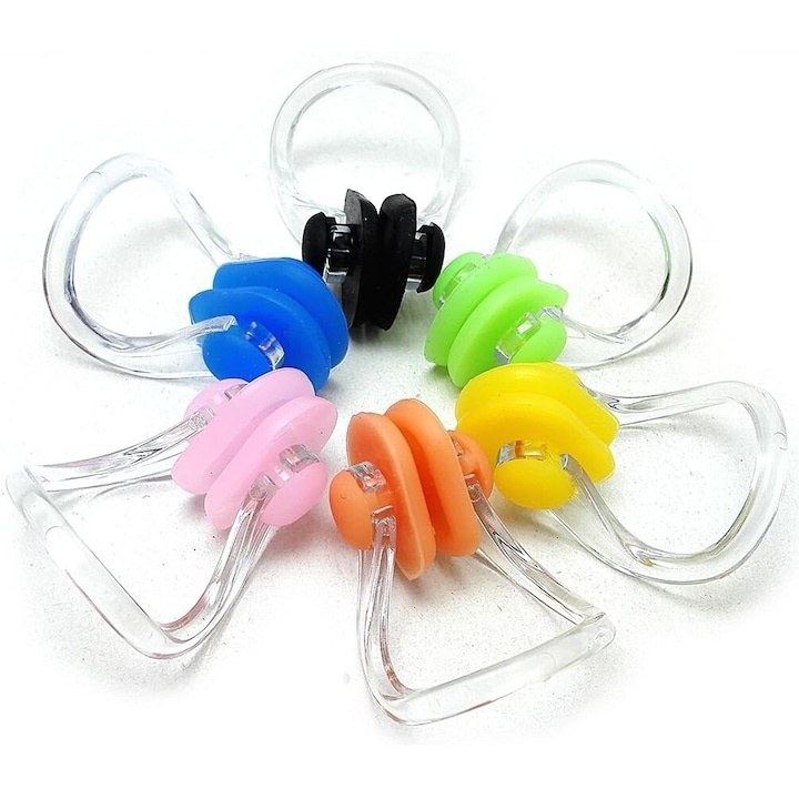 Set 14 clipsuri de nas pentru inot, silicon si plastic, 10 culori diferite, reutilizabile, confortabile, 4 cm [2]