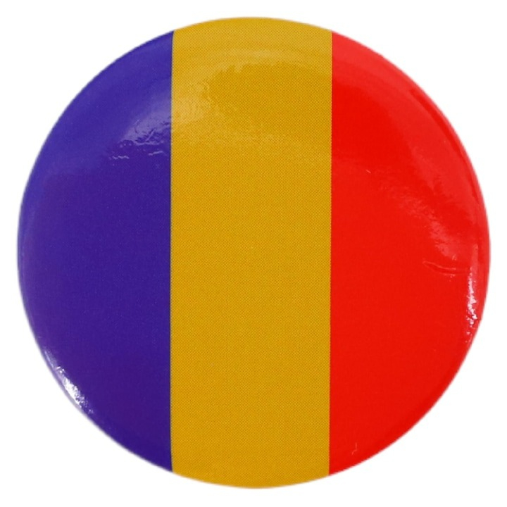 Insigna Dactylion, model steag Romania, rotunda, diametru 58 mm, metal, multicolor [4]