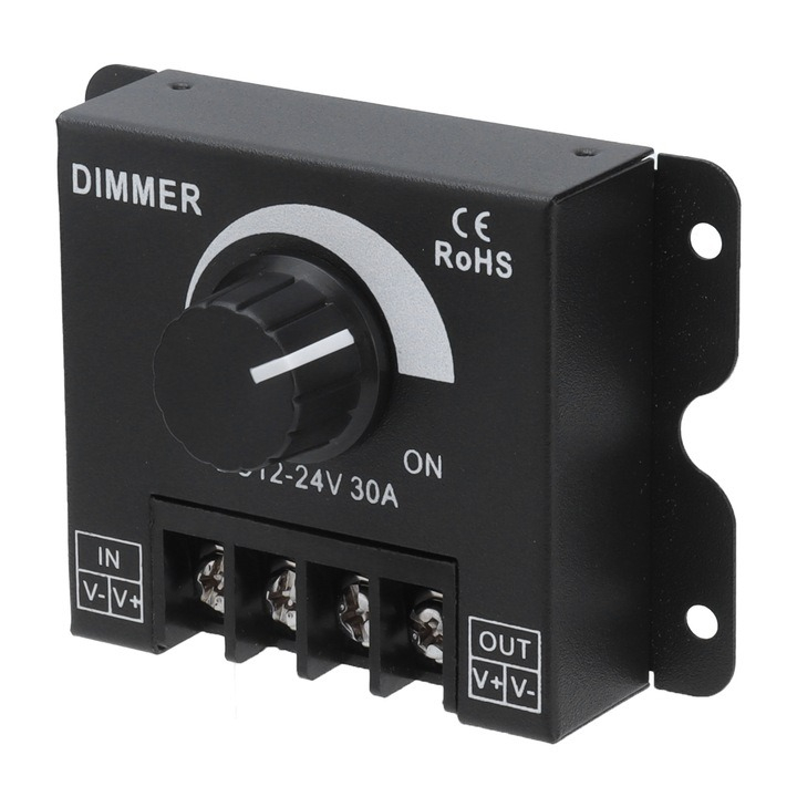 Dimmer pentru benzi LED, control manual, 12V-24V, 30A, negru [6]