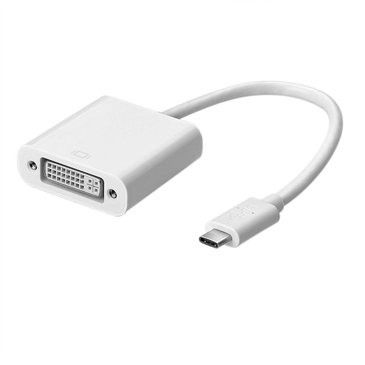 Adaptor tip C 3.1 la DVI, 15 cm, pentru laptop, Macbook, iMac, alb [7]