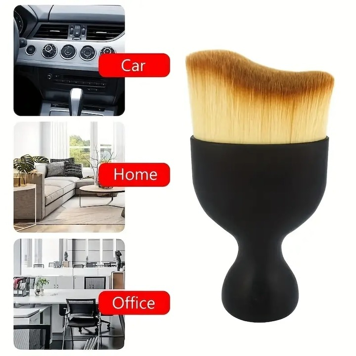 Perie pentru curatare interior auto, plastic/nailon, negru [2]