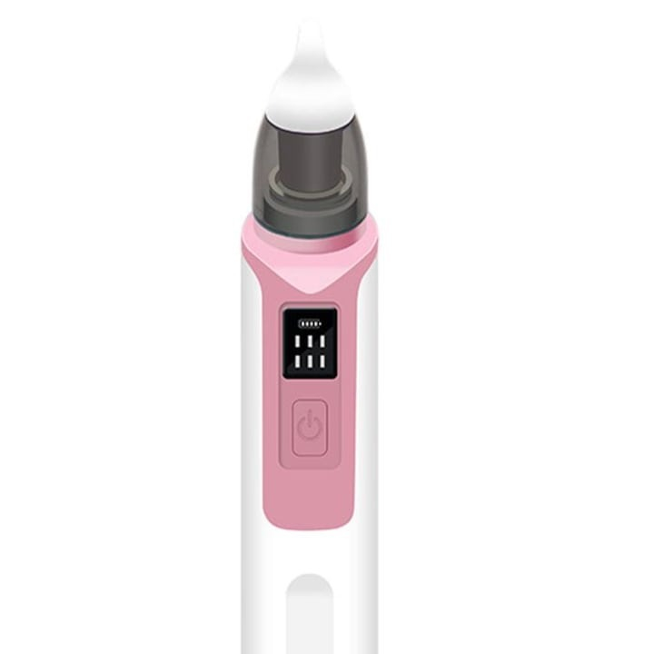 Aspirator nazal pentru bebelusi, electric, 2 capete diferite si 11 filtre, 6 viteze, putere 487 mmHg, roz [2]