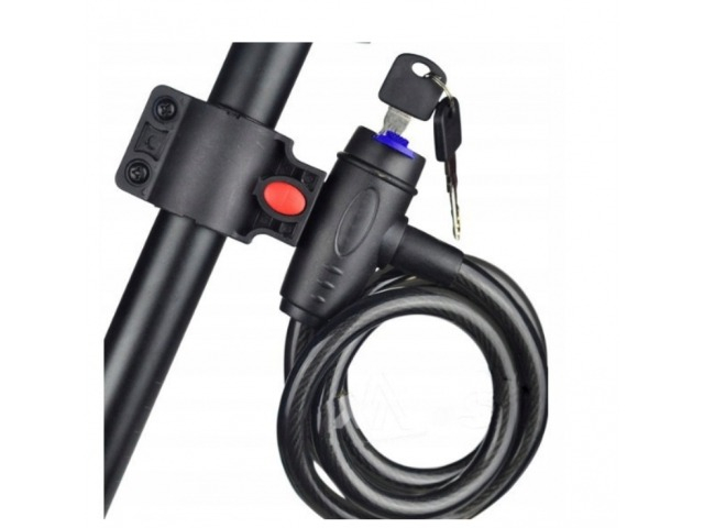Antifurt pentru bicicleta, cu 2 chei, lungime cablu 90 cm, otel, negru [9]