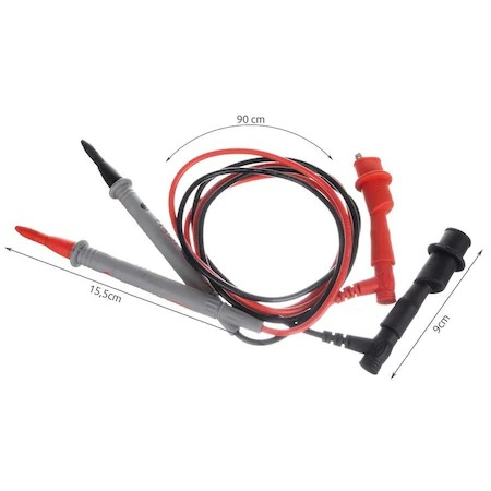 Set 2 cabluri pentru multimetru digital de masura, lungime 90 cm, Negru/Rosu [2]