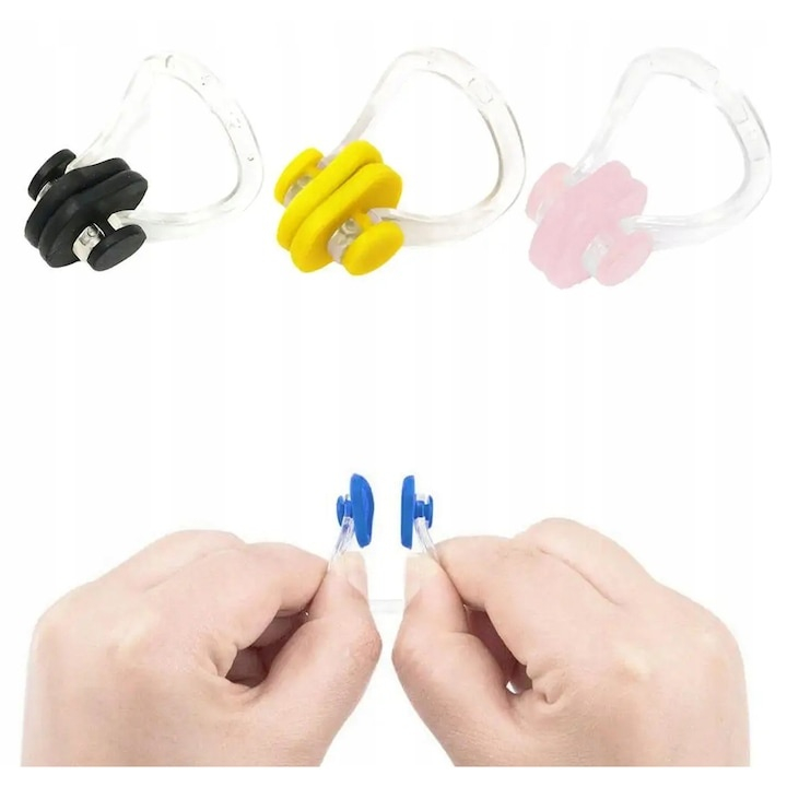 Set 14 clipsuri de nas pentru inot, silicon si plastic, 10 culori diferite, reutilizabile, confortabile, 4 cm [10]