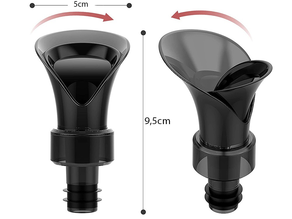 Dop pentru sticla de vin, multifunctional, 2 in 1, turnare si pastrarea vinului, plastic/silicon, negru [4]