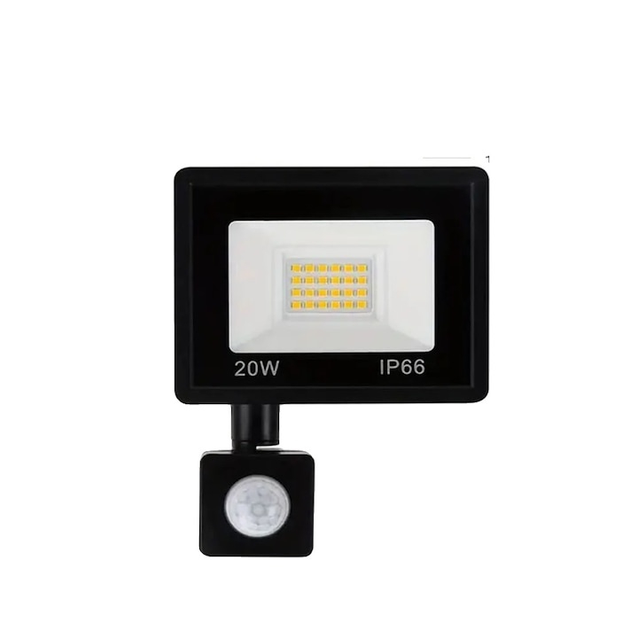 Proiector LED, 20 W, iluminare exterior, cu senzor de miscare, 24 LED-uri, rezistent la intemperii, protectie IP66, 9.5 x 12 x 2.5 cm [5]