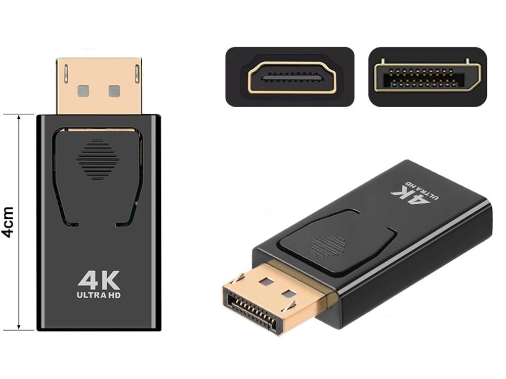 Adaptor DisplayPort tata la HDMI mama 4K Ultra HD, Plug & Play, compatibil PC, laptop, monitor, proiector, 4 cm, negru [11]
