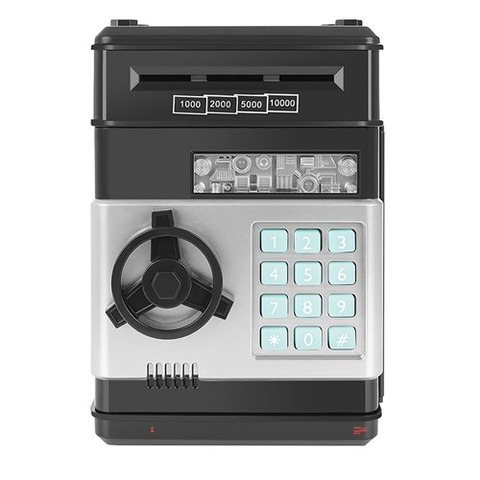 Pusculita electronica pentru copii, tip ATM, blocare cu PIN, efecte luminoase si sonore, negru [7]