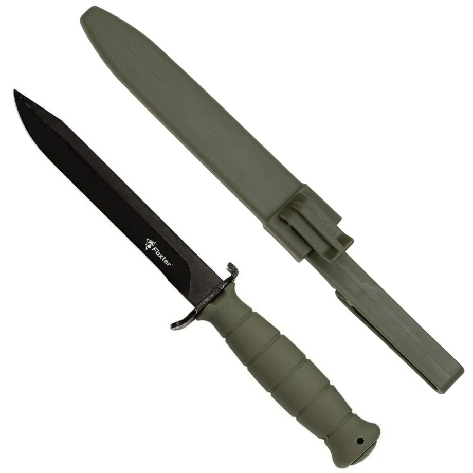 Cutit de vanatoare, otel inoxidabil, maner ergonomic, 29 cm, verde, husa inclusa [5]